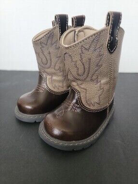 Kids Brown Western Pull-On Boots - ( Trimfoot)